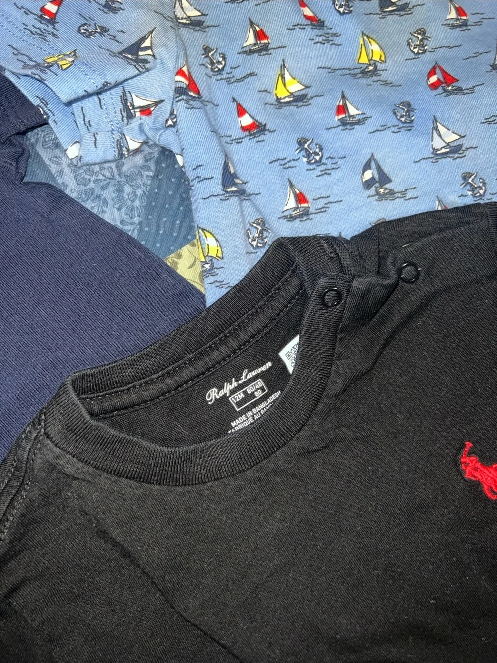 Ralph Lauren Blue Sailboat Print, Navy & Black Short Sleeve Tees